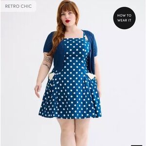 Torrid 14 Retro Chic Polka Dot Fit & Flare Rockabilly Dress NWT 1X
